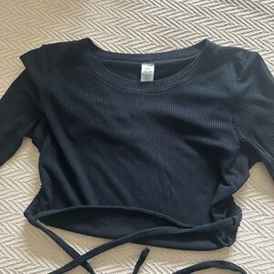Alo Black Long Sleeve Ribbed Top